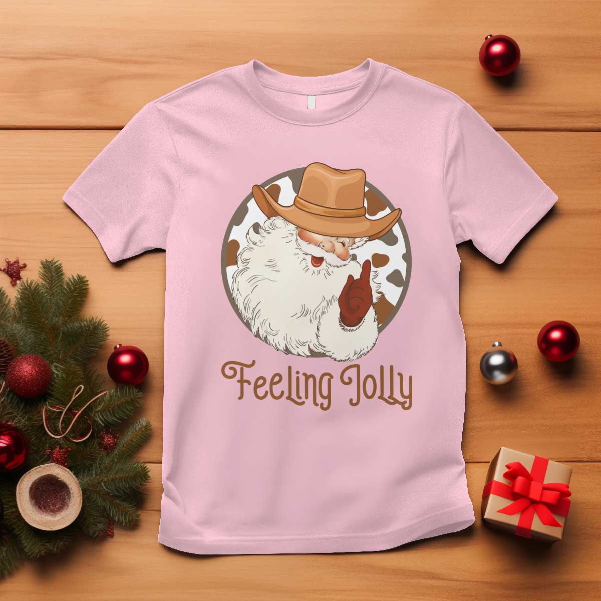 Black Cowboy Santa Christmas T Shirt Feeling Jolly - African Pride