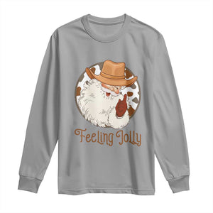 Black Cowboy Santa Christmas Long Sleeve Shirt Feeling Jolly - African Pride