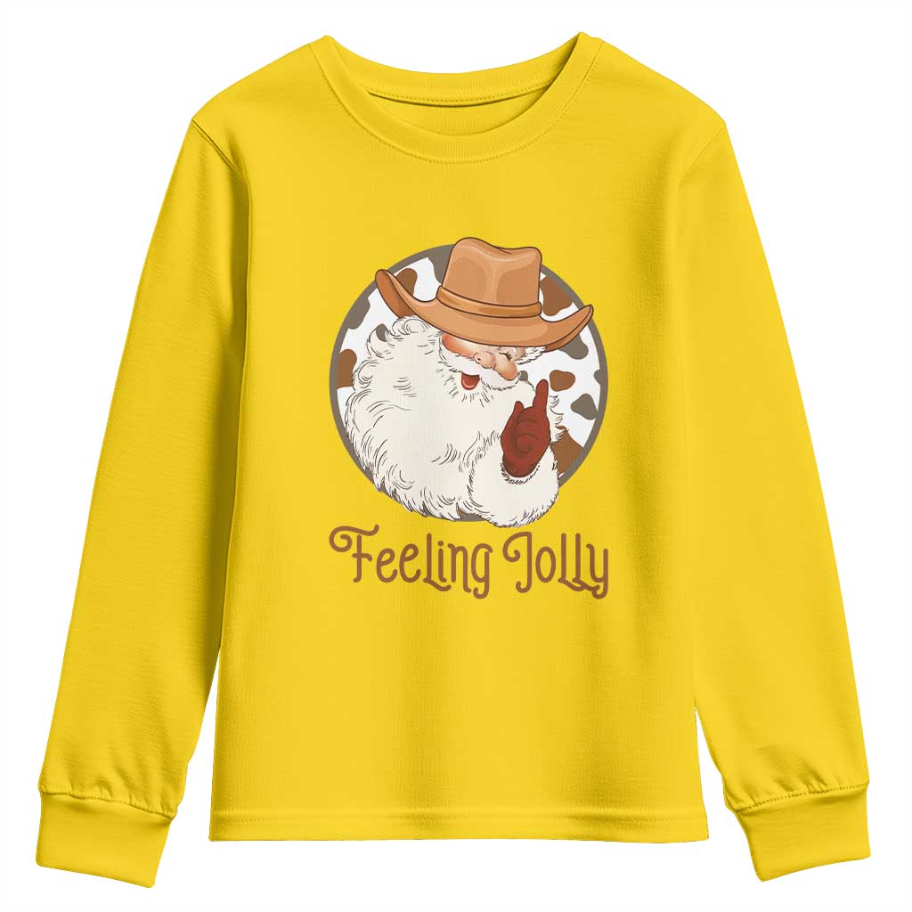 Black Cowboy Santa Christmas Youth Sweatshirt Feeling Jolly - African Pride