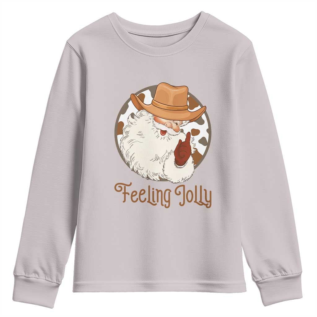 Black Cowboy Santa Christmas Youth Sweatshirt Feeling Jolly - African Pride