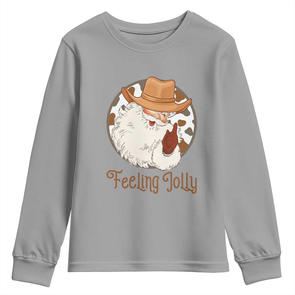 Black Cowboy Santa Christmas Youth Sweatshirt Feeling Jolly - African Pride