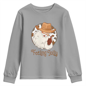 Black Cowboy Santa Christmas Youth Sweatshirt Feeling Jolly - African Pride