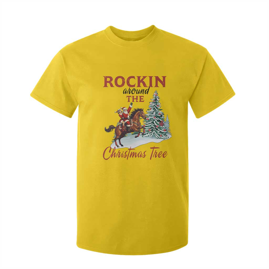 Cowboy Santa Western Christmas T Shirt For Kid Rockin Around The Xmas Tree - African Pride