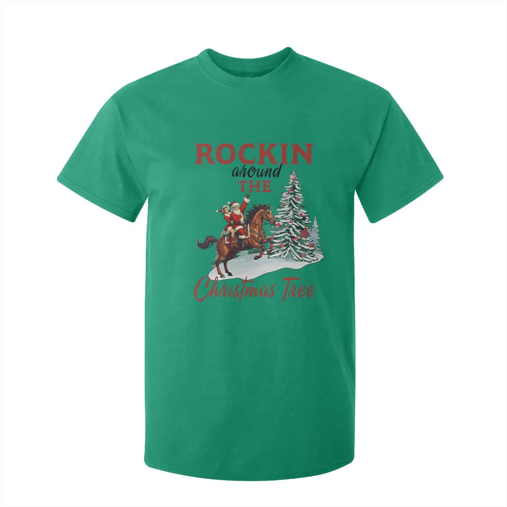 Cowboy Santa Western Christmas T Shirt For Kid Rockin Around The Xmas Tree - African Pride
