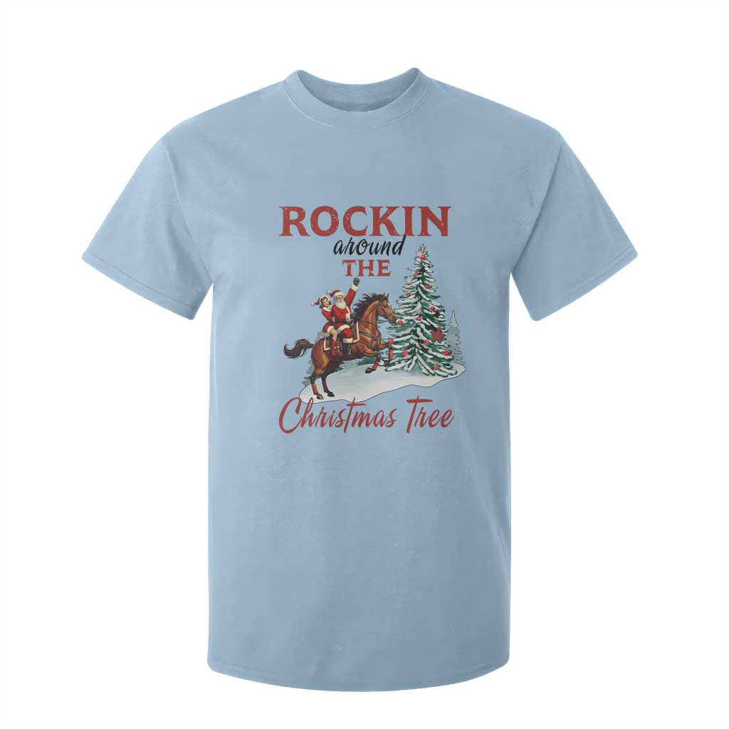 Cowboy Santa Western Christmas T Shirt For Kid Rockin Around The Xmas Tree - African Pride