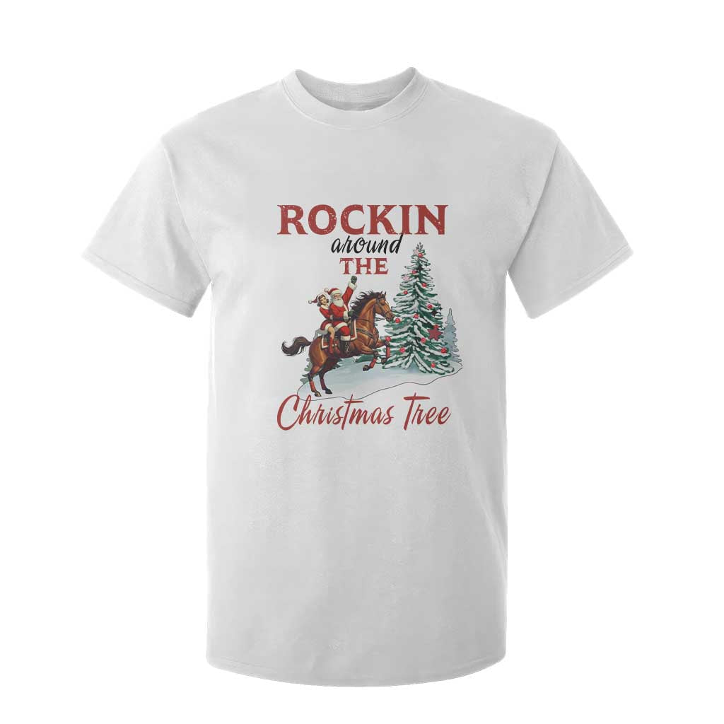 Cowboy Santa Western Christmas T Shirt For Kid Rockin Around The Xmas Tree - African Pride