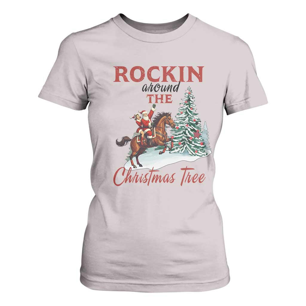 Cowboy Santa Western Christmas T Shirt For Women Rockin Around The Xmas Tree - African Pride