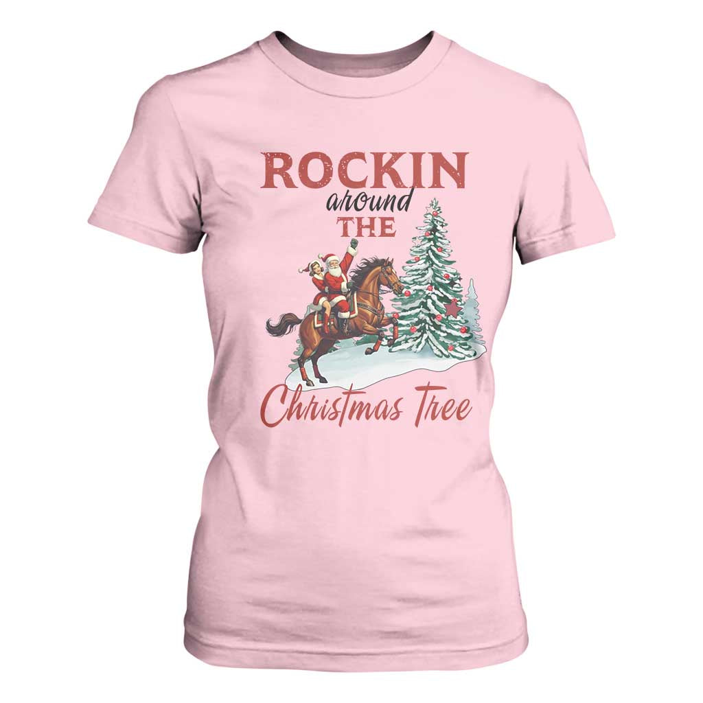 Cowboy Santa Western Christmas T Shirt For Women Rockin Around The Xmas Tree - African Pride
