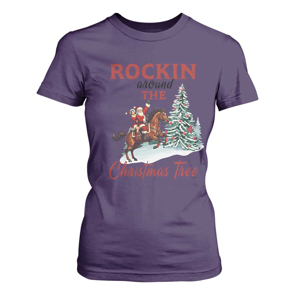 Cowboy Santa Western Christmas T Shirt For Women Rockin Around The Xmas Tree - African Pride