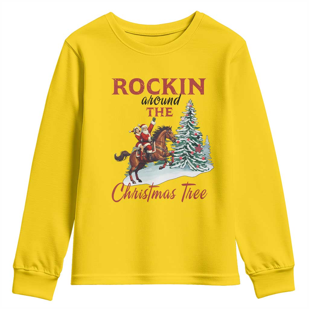 Cowboy Santa Western Christmas Youth Sweatshirt Rockin Around The Xmas Tree - African Pride