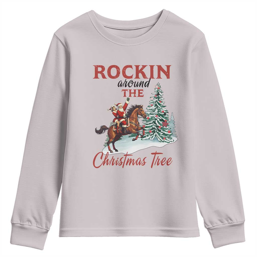 Cowboy Santa Western Christmas Youth Sweatshirt Rockin Around The Xmas Tree - African Pride