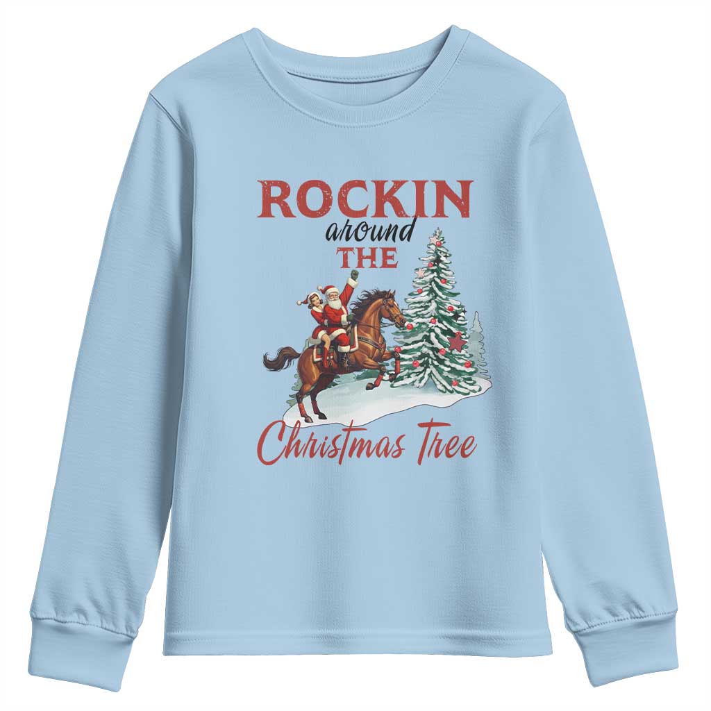 Cowboy Santa Western Christmas Youth Sweatshirt Rockin Around The Xmas Tree - African Pride