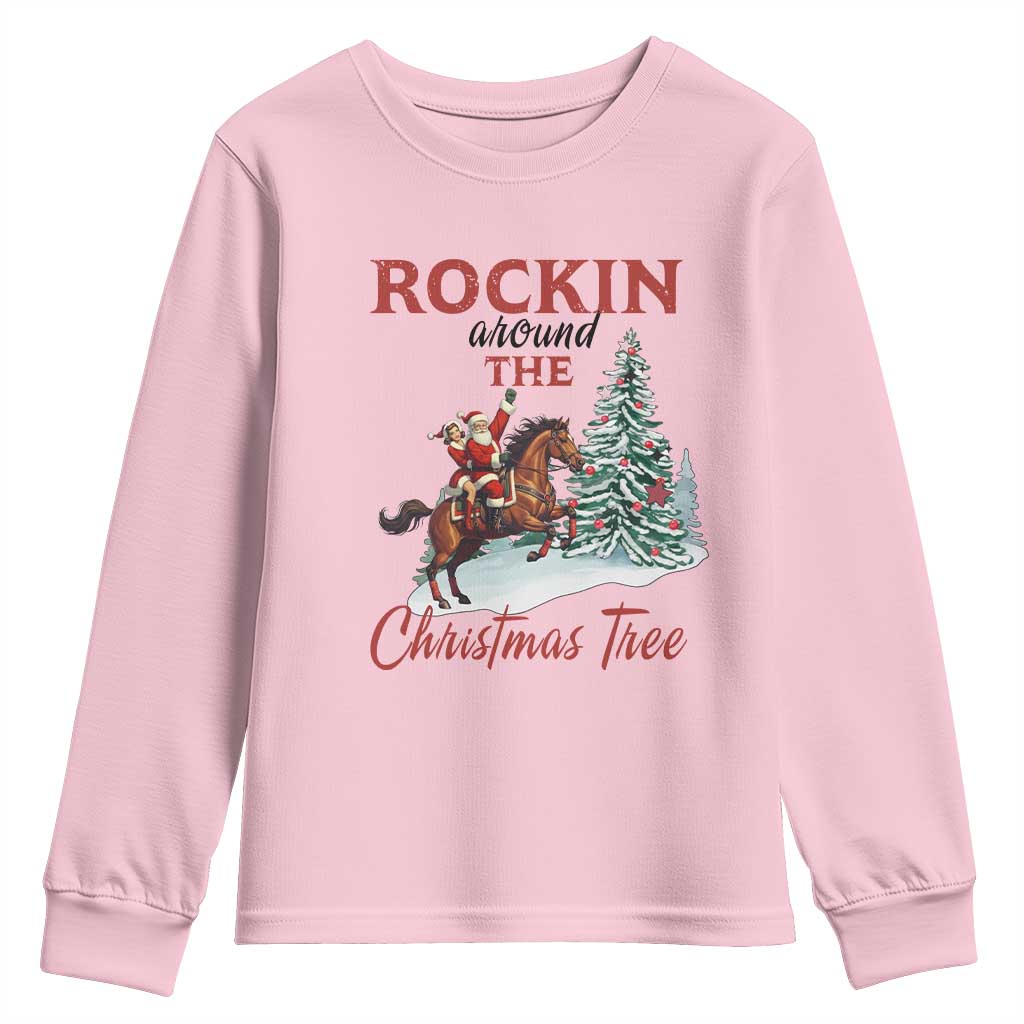 Cowboy Santa Western Christmas Youth Sweatshirt Rockin Around The Xmas Tree - African Pride