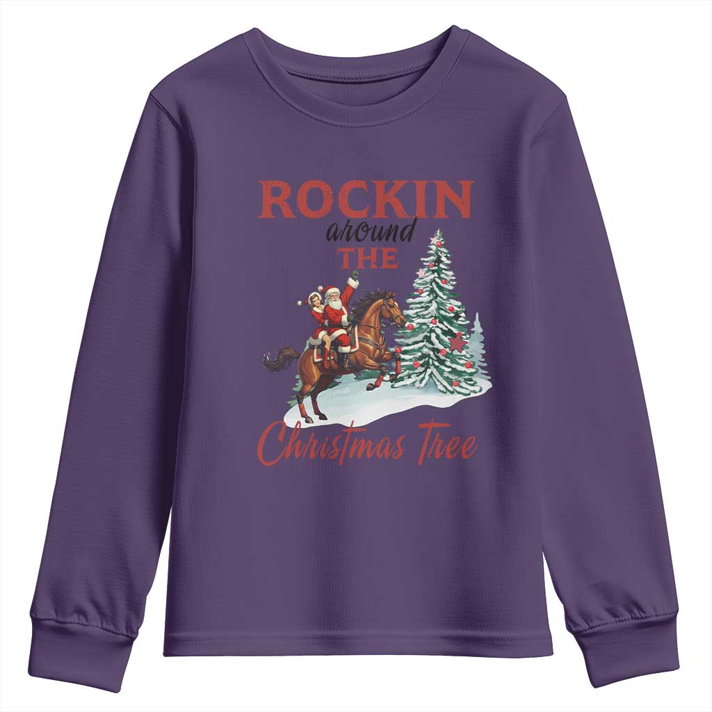 Cowboy Santa Western Christmas Youth Sweatshirt Rockin Around The Xmas Tree - African Pride