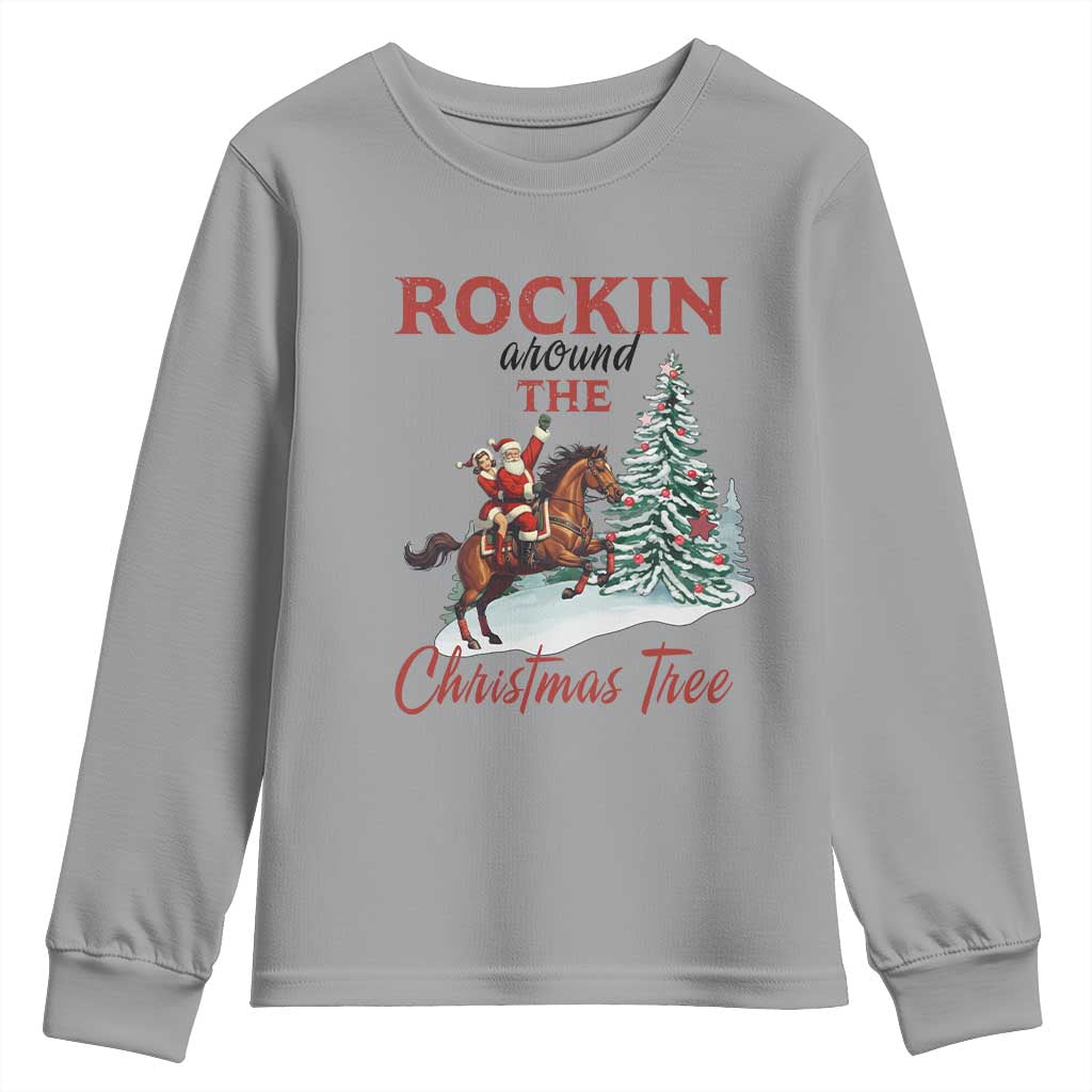 Cowboy Santa Western Christmas Youth Sweatshirt Rockin Around The Xmas Tree - African Pride