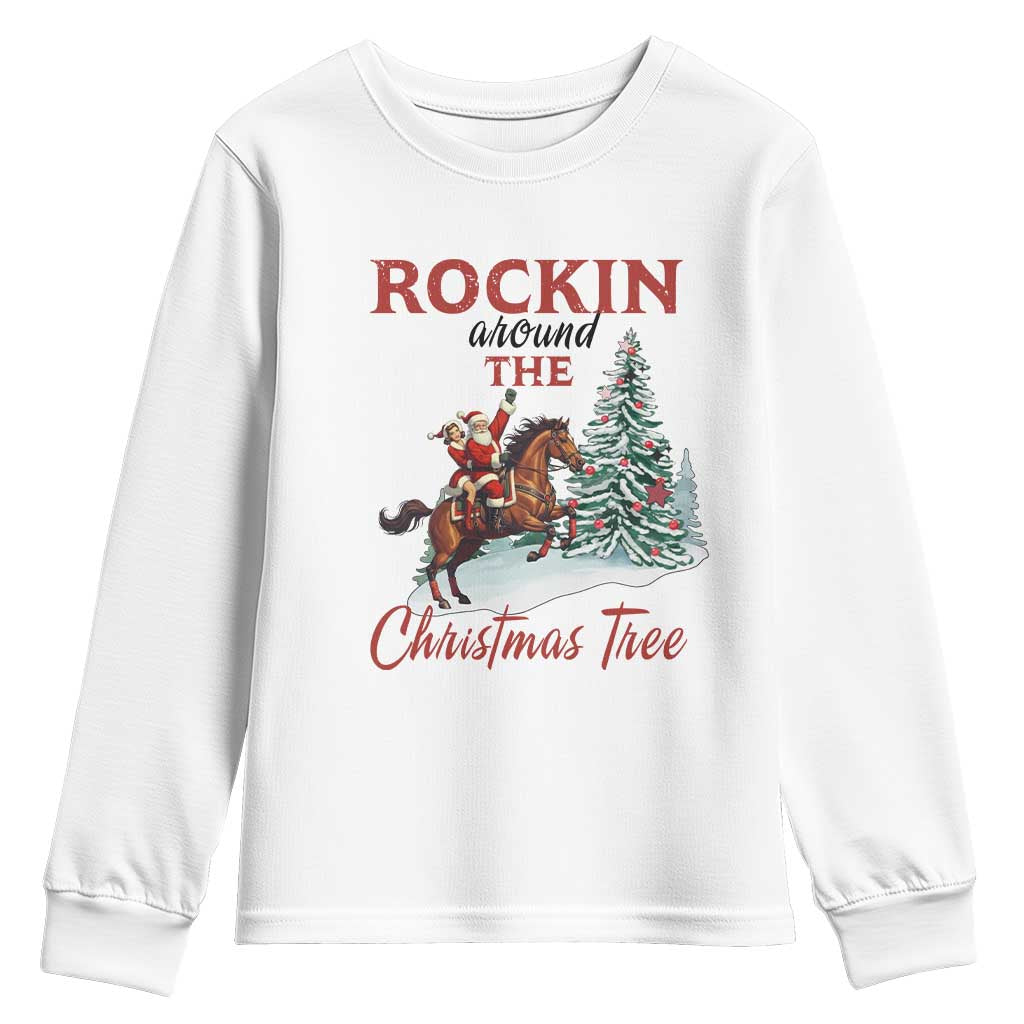 Cowboy Santa Western Christmas Youth Sweatshirt Rockin Around The Xmas Tree - African Pride