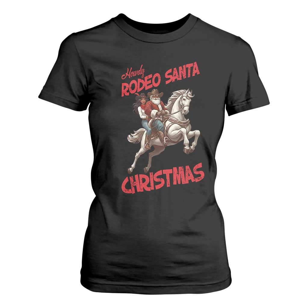 Black Cowboy Santa Christmas T Shirt For Women African American Western - African Pride