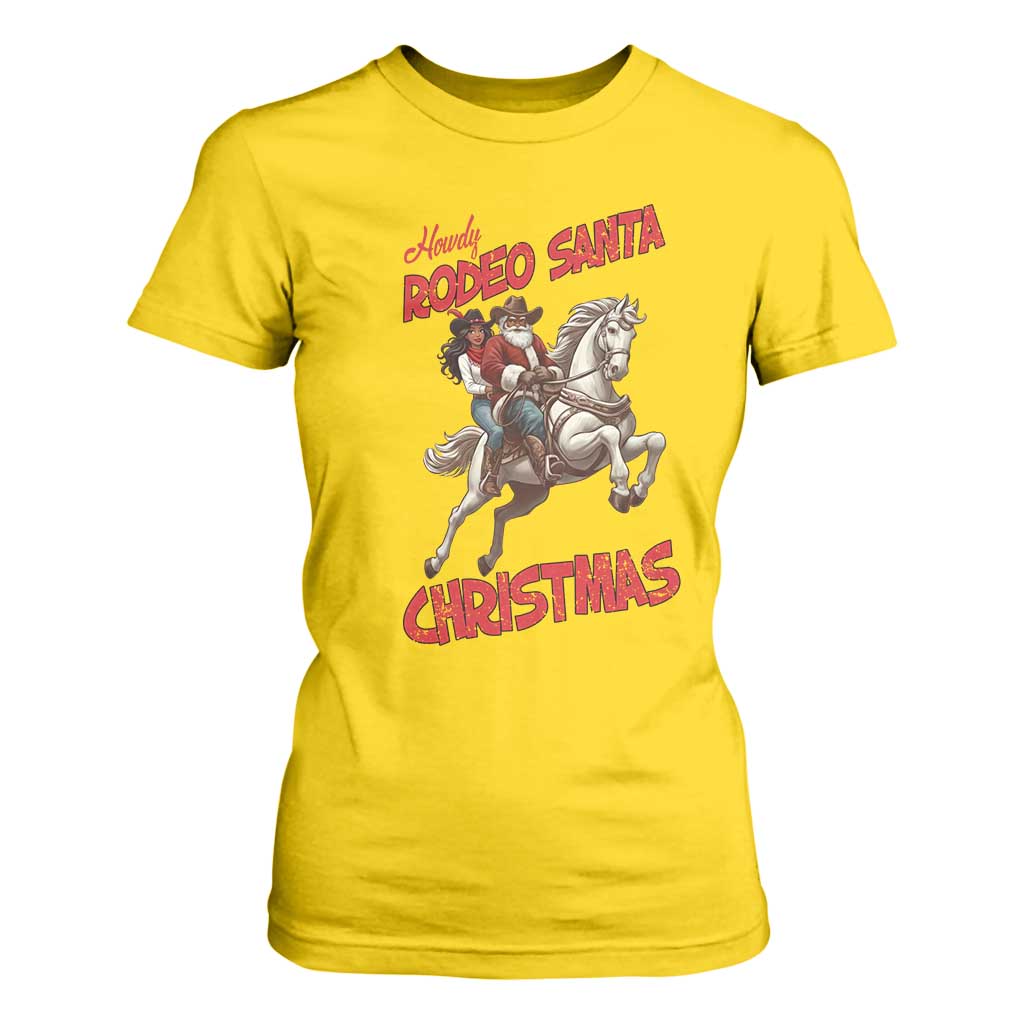 Black Cowboy Santa Christmas T Shirt For Women African American Western - African Pride