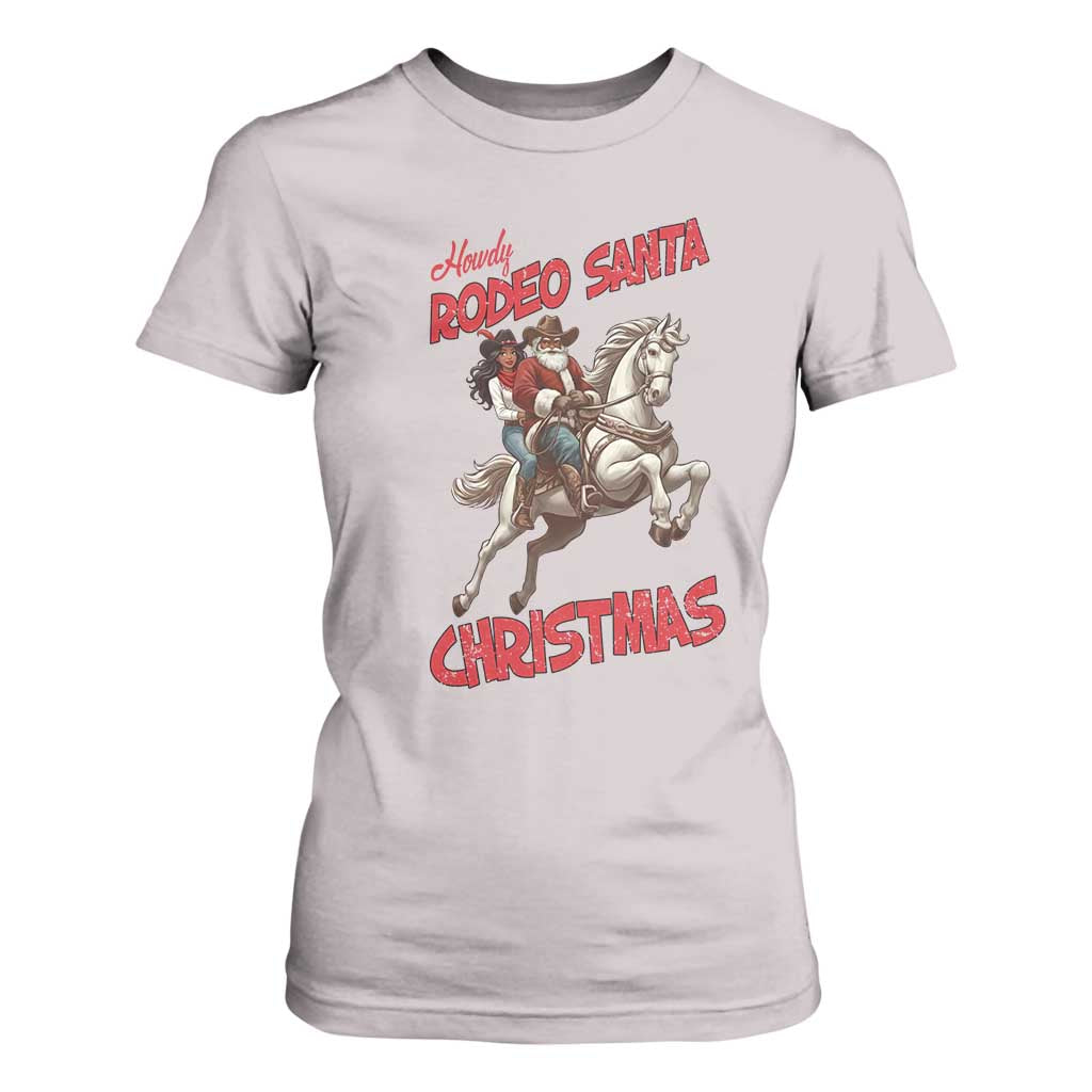 Black Cowboy Santa Christmas T Shirt For Women African American Western - African Pride