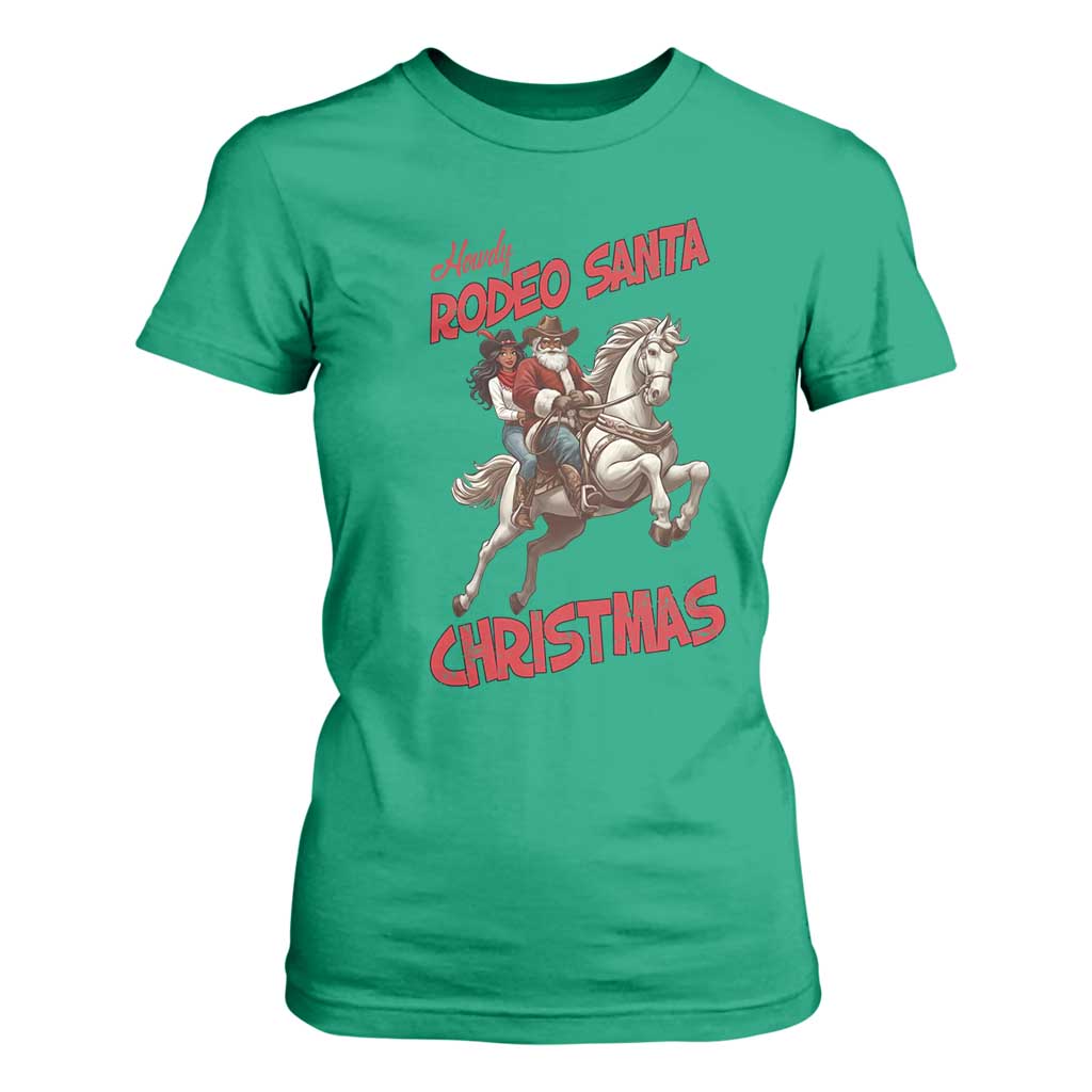 Black Cowboy Santa Christmas T Shirt For Women African American Western - African Pride
