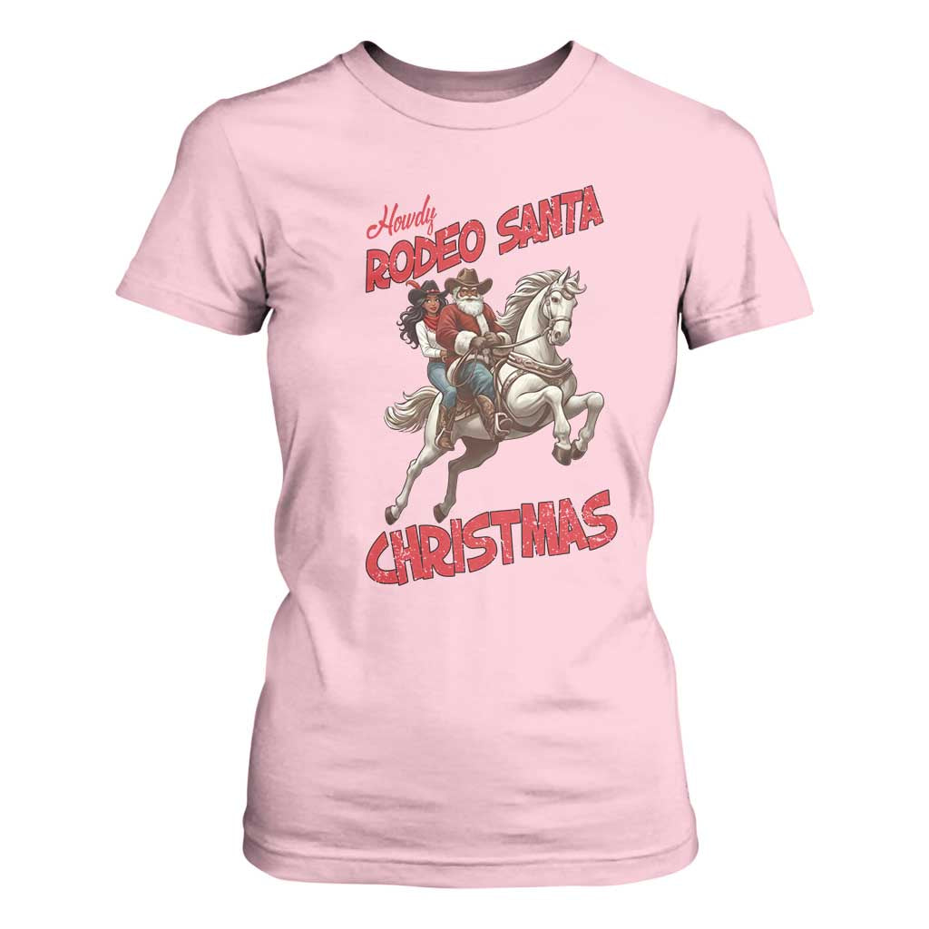 Black Cowboy Santa Christmas T Shirt For Women African American Western - African Pride