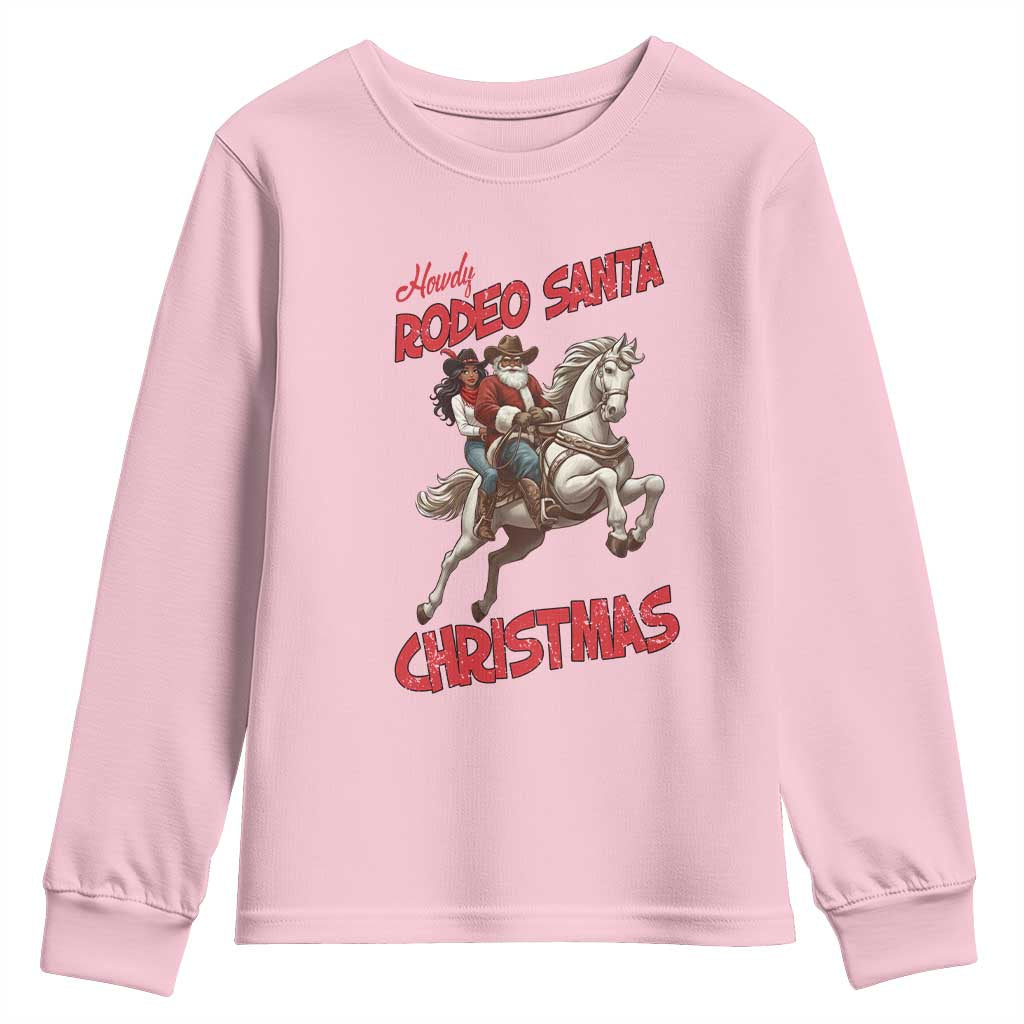 Black Cowboy Santa Christmas Youth Sweatshirt African American Western - African Pride