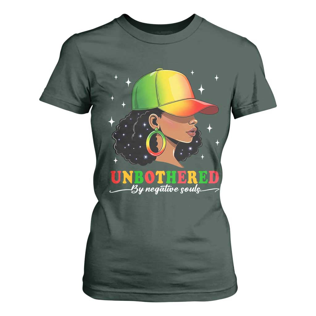 Afro African American T Shirt For Women Unbothered By Negative Souls Black Sassy Queen