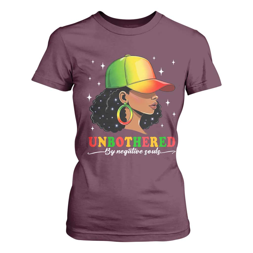 Afro African American T Shirt For Women Unbothered By Negative Souls Black Sassy Queen