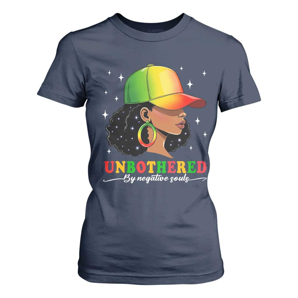 Afro African American T Shirt For Women Unbothered By Negative Souls Black Sassy Queen