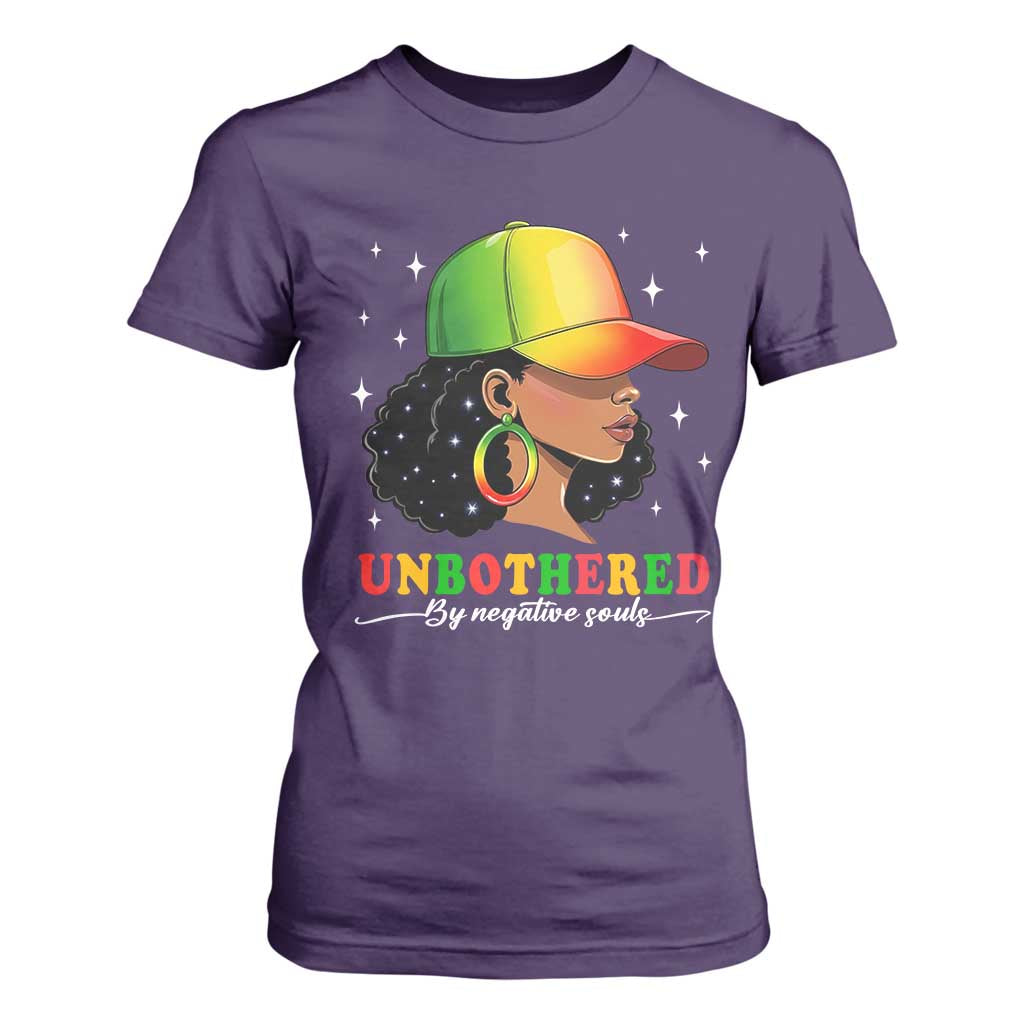 Afro African American T Shirt For Women Unbothered By Negative Souls Black Sassy Queen