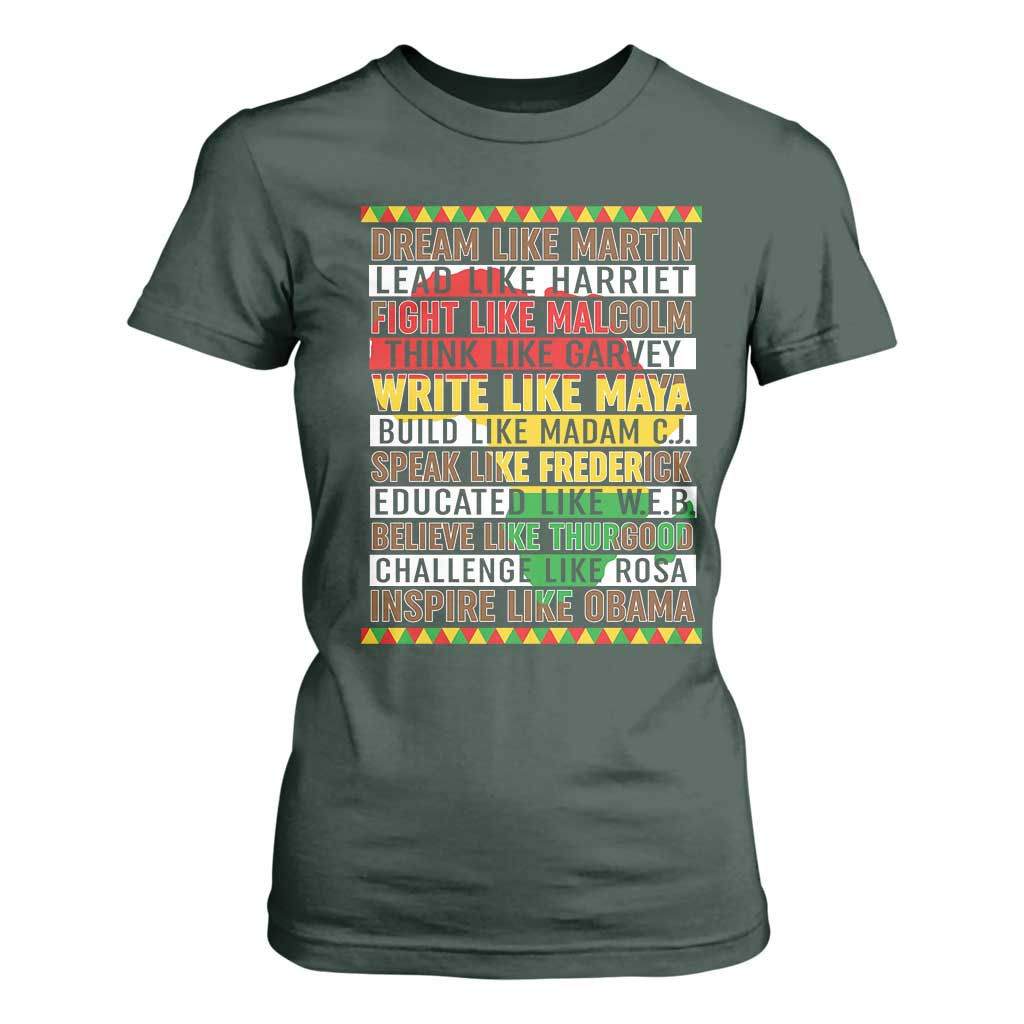 Black History Month T Shirt For Women Dream Like Martin Lead Like Harriet