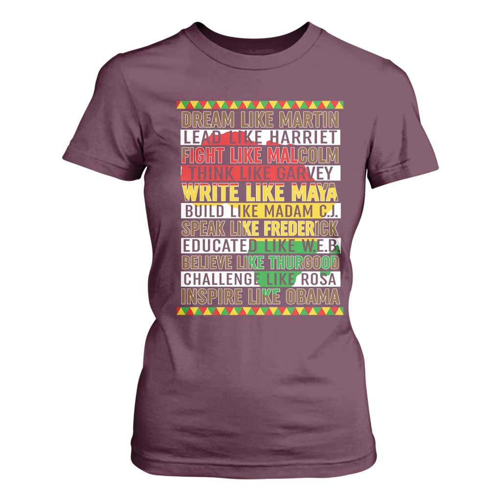 Black History Month T Shirt For Women Dream Like Martin Lead Like Harriet