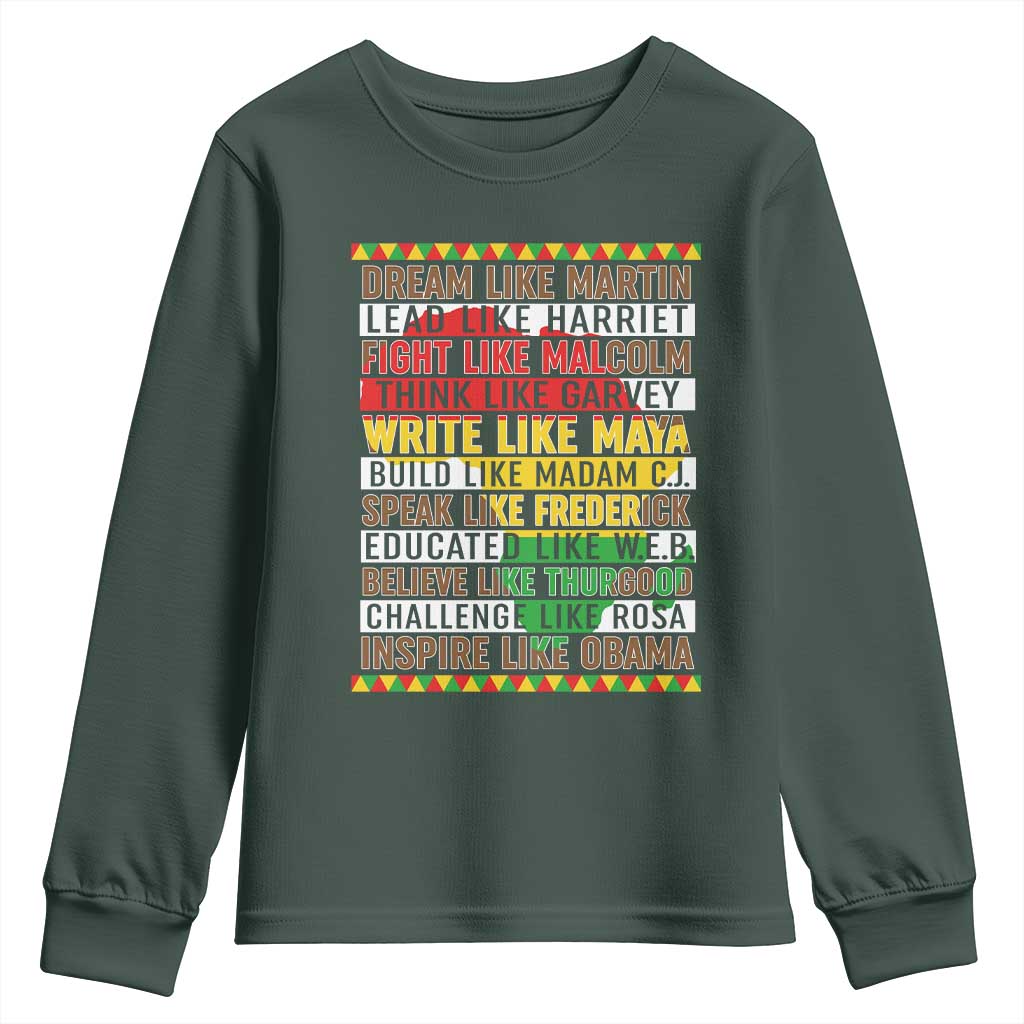 Black History Month Youth Sweatshirt Dream Like Martin Lead Like Harriet