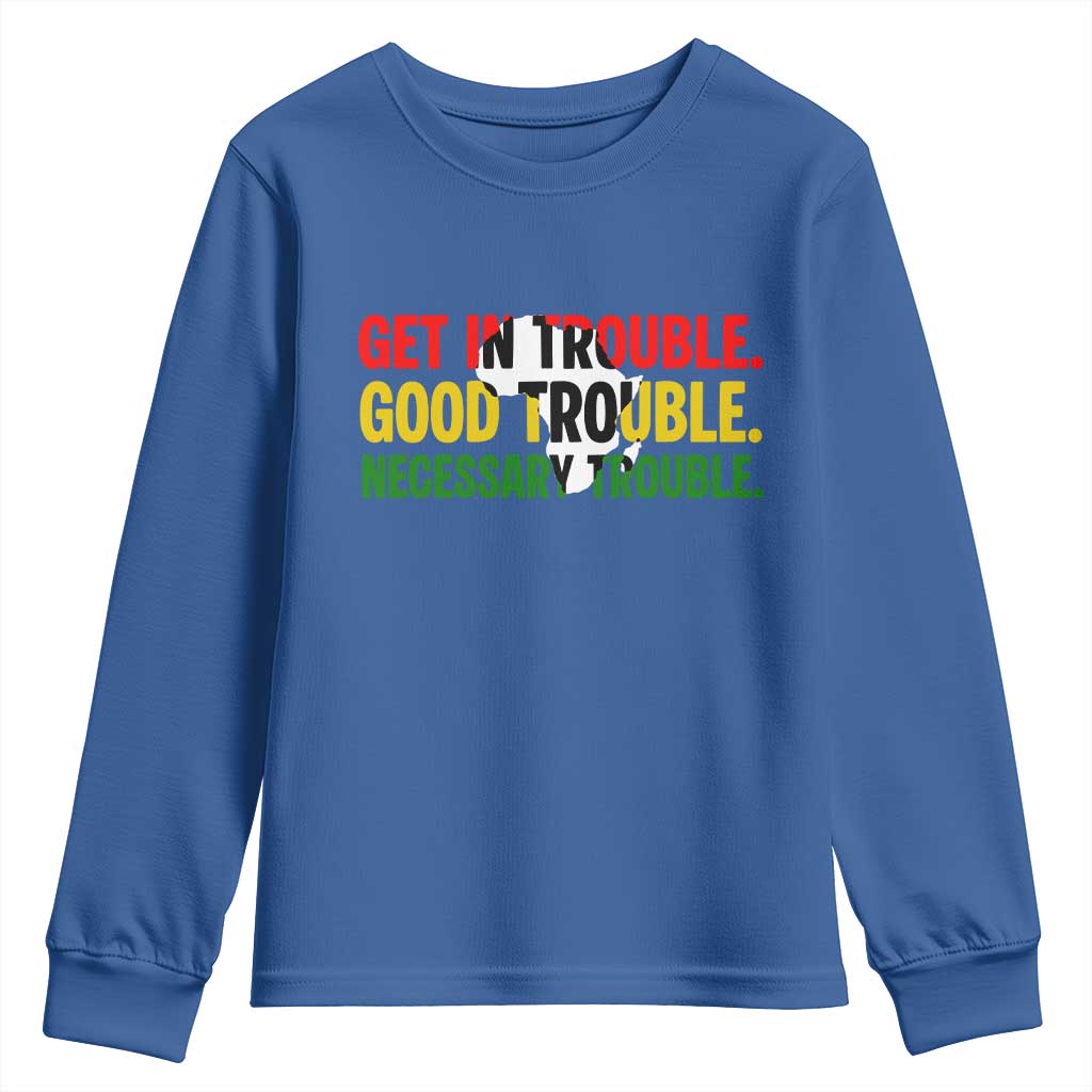 John Lewis Quote Affrican American Youth Sweatshirt Get in Good Necessary Trouble