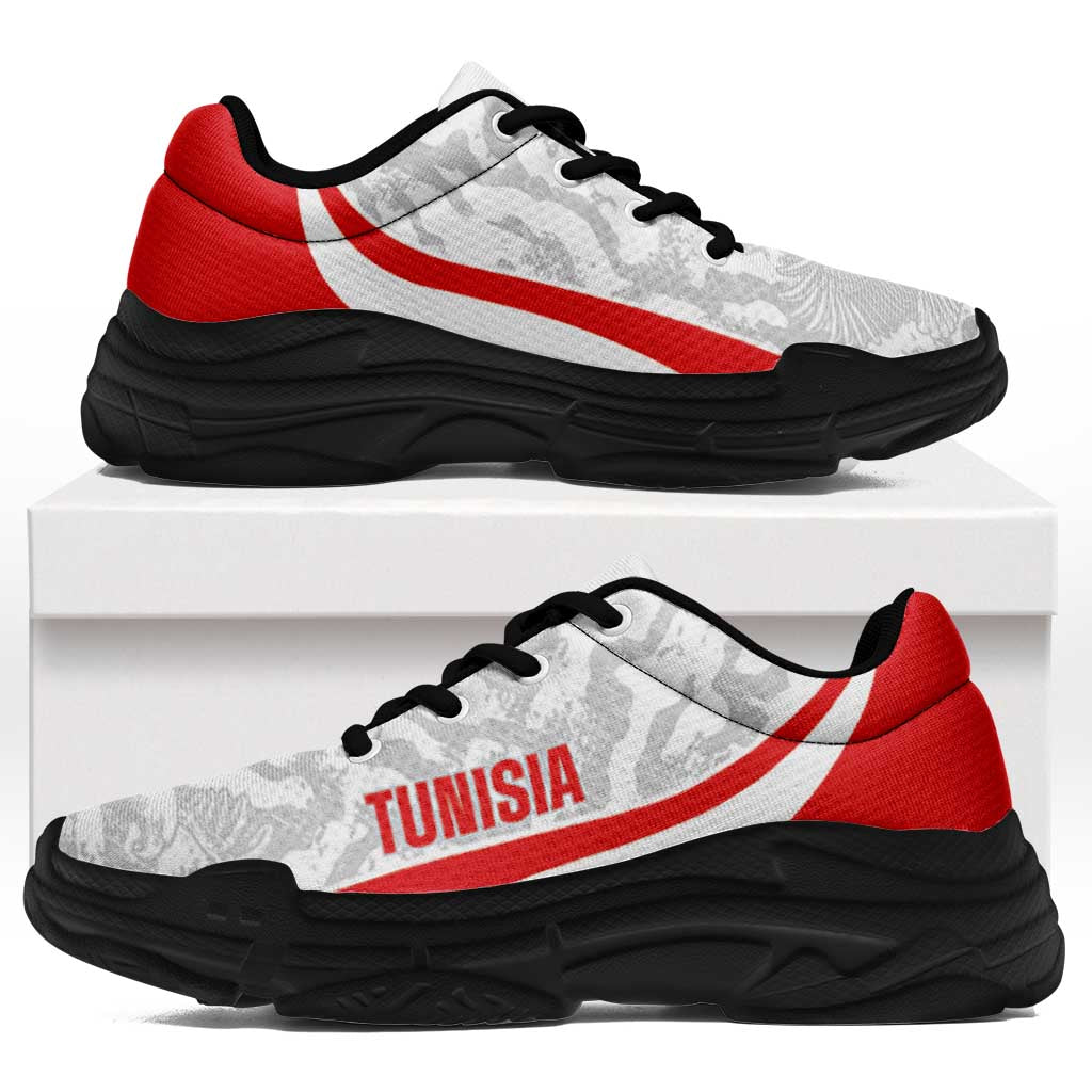 Tunisia 2026 Football Chunky Sneakers Eagles of Carthage Grunge Curve Stylized - African Pride