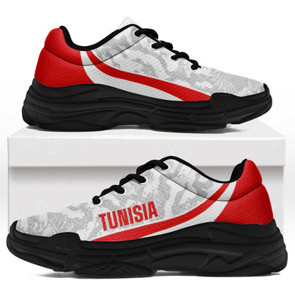 Tunisia 2026 Football Chunky Sneakers Eagles of Carthage Grunge Curve Stylized - African Pride