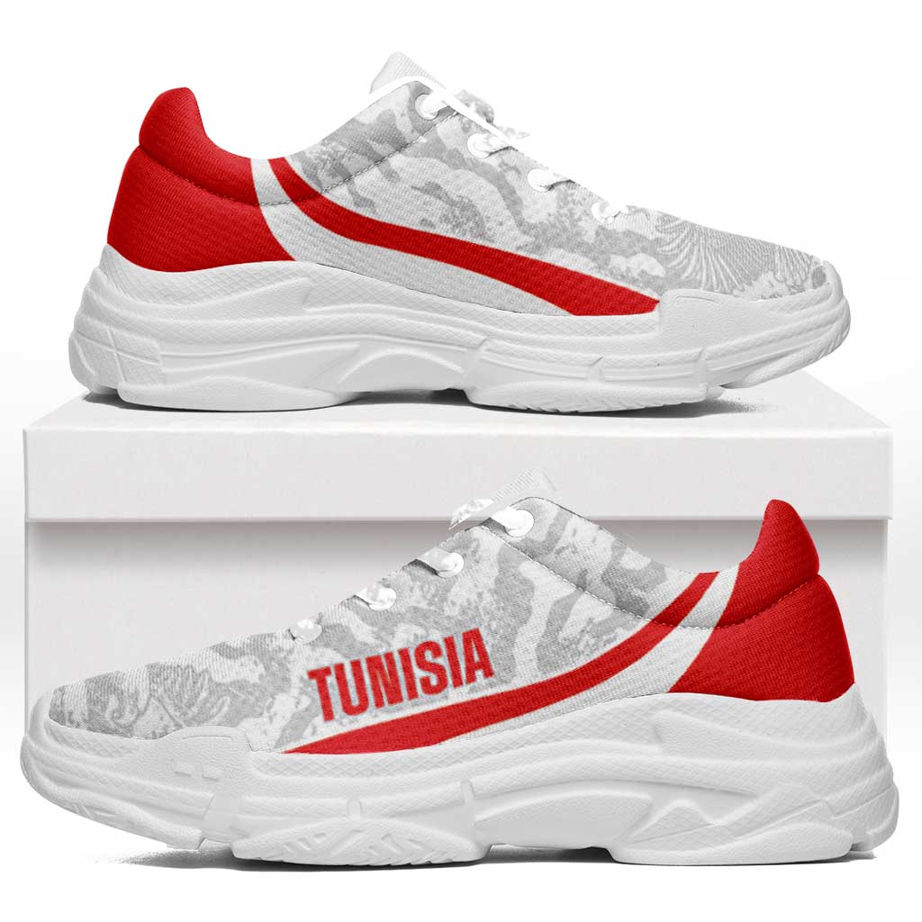 Tunisia 2026 Football Chunky Sneakers Eagles of Carthage Grunge Curve Stylized - African Pride
