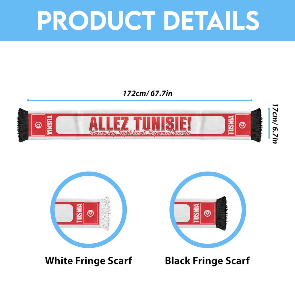Tunisia 2026 Football Personalized Soccer Scarf Allez Tunisie