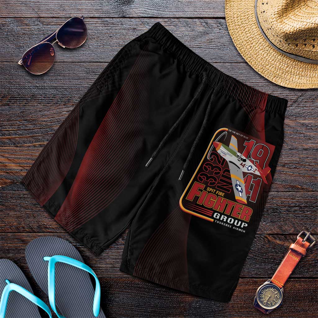 Tuskegee Airmen 332nd Fighter Group Shorts for Men Spit Fire - African Pride