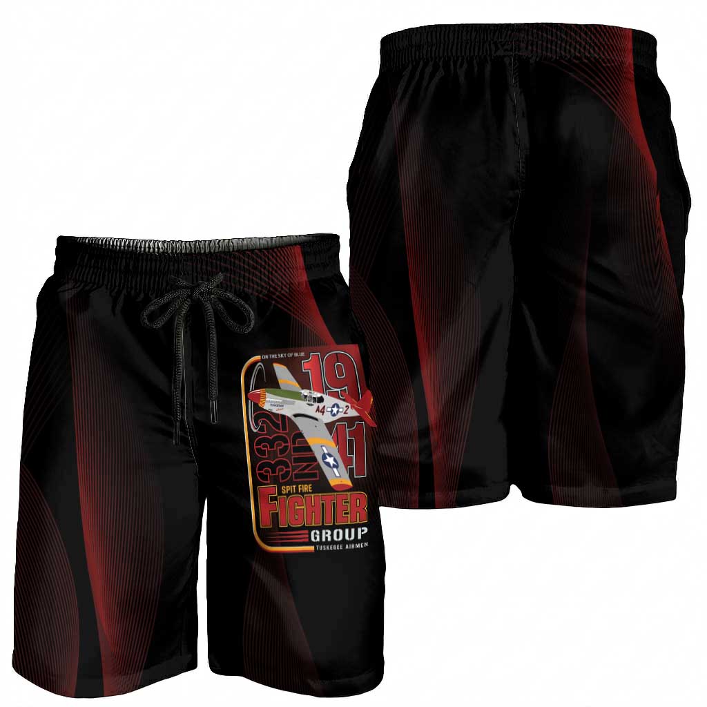 Tuskegee Airmen 332nd Fighter Group Shorts for Men Spit Fire - African Pride