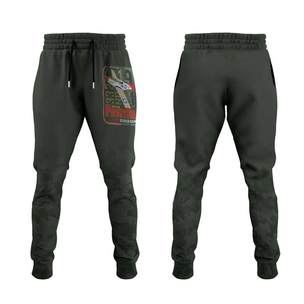 Tuskegee Airmen Camo Moss Green Jogger Pants 332nd Spit Fire - African Pride