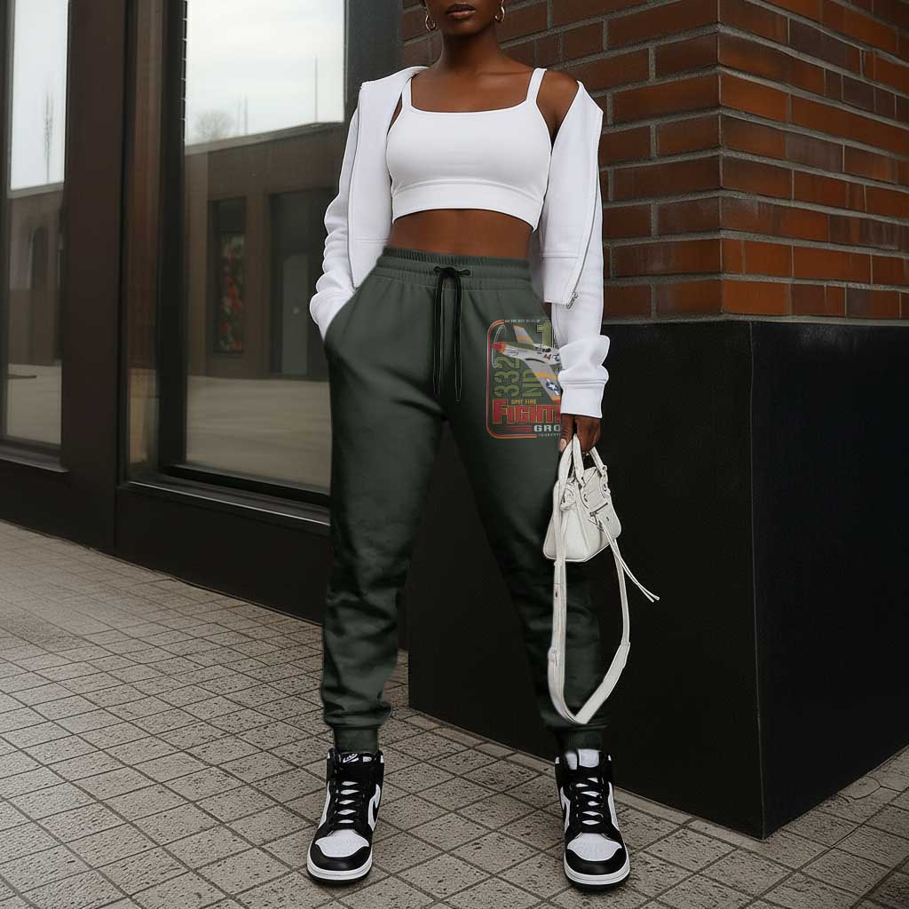 Tuskegee Airmen Camo Moss Green Jogger Pants 332nd Spit Fire - African Pride