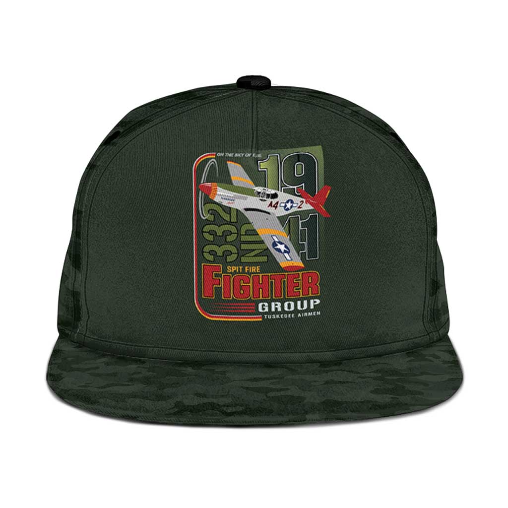 Tuskegee Airmen Camo Moss Green Snapback Cap 332nd Spit Fire - African Pride