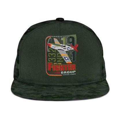 Tuskegee Airmen Camo Moss Green Snapback Cap 332nd Spit Fire - African Pride