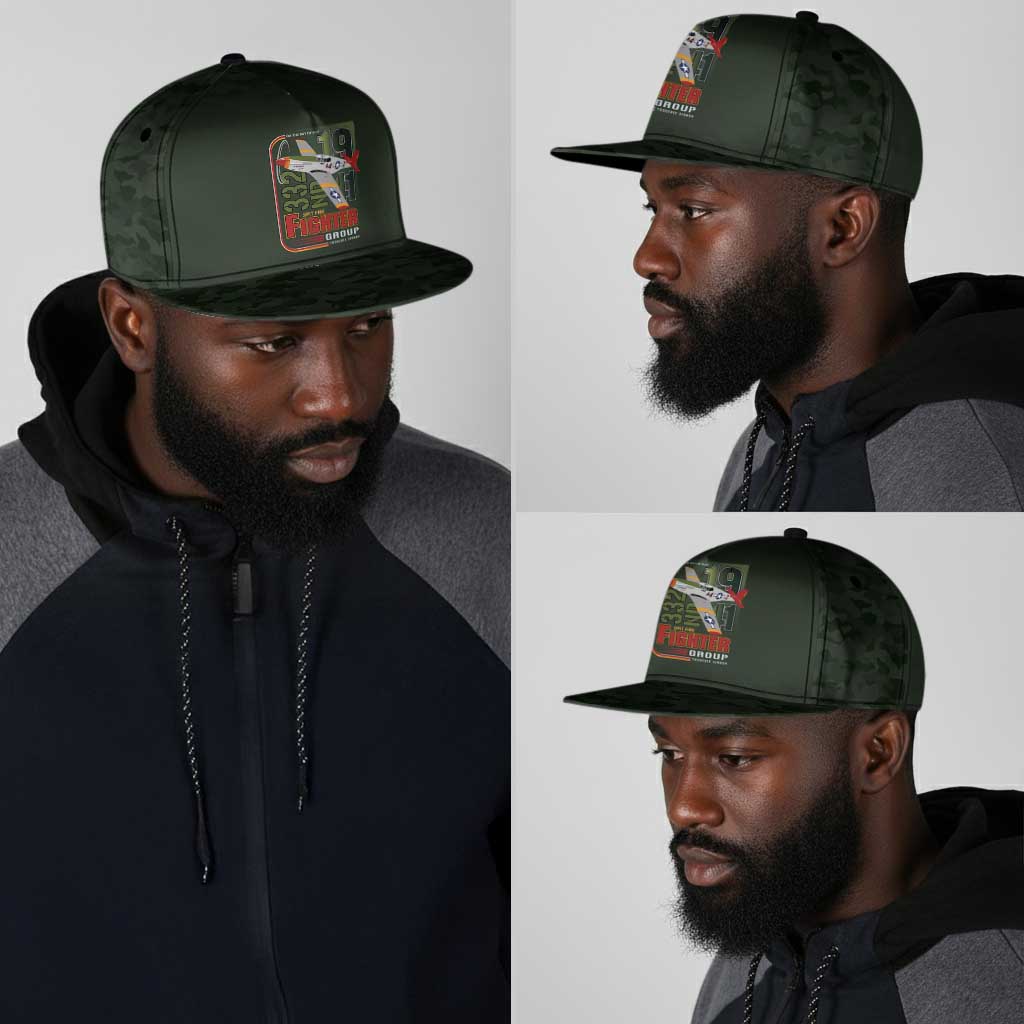 Tuskegee Airmen Camo Moss Green Snapback Cap 332nd Spit Fire - African Pride