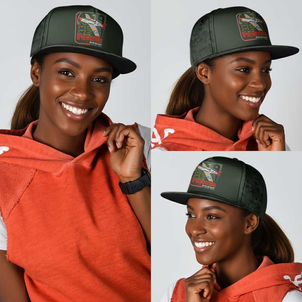 Tuskegee Airmen Camo Moss Green Snapback Cap 332nd Spit Fire - African Pride