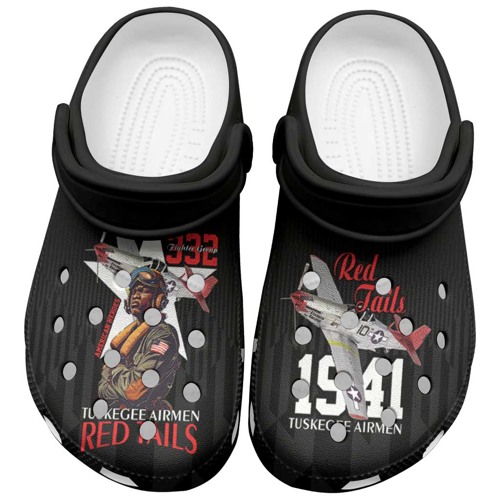 Tuskegee Airmen Red Tails Legacy Clogs Shoes African American Pilots - Black - African Pride