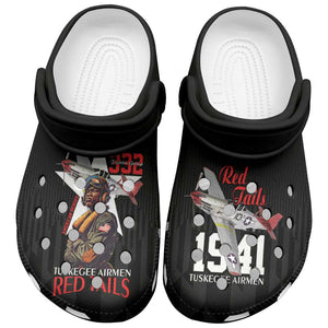 Tuskegee Airmen Red Tails Legacy Clogs Shoes African American Pilots - Black - African Pride