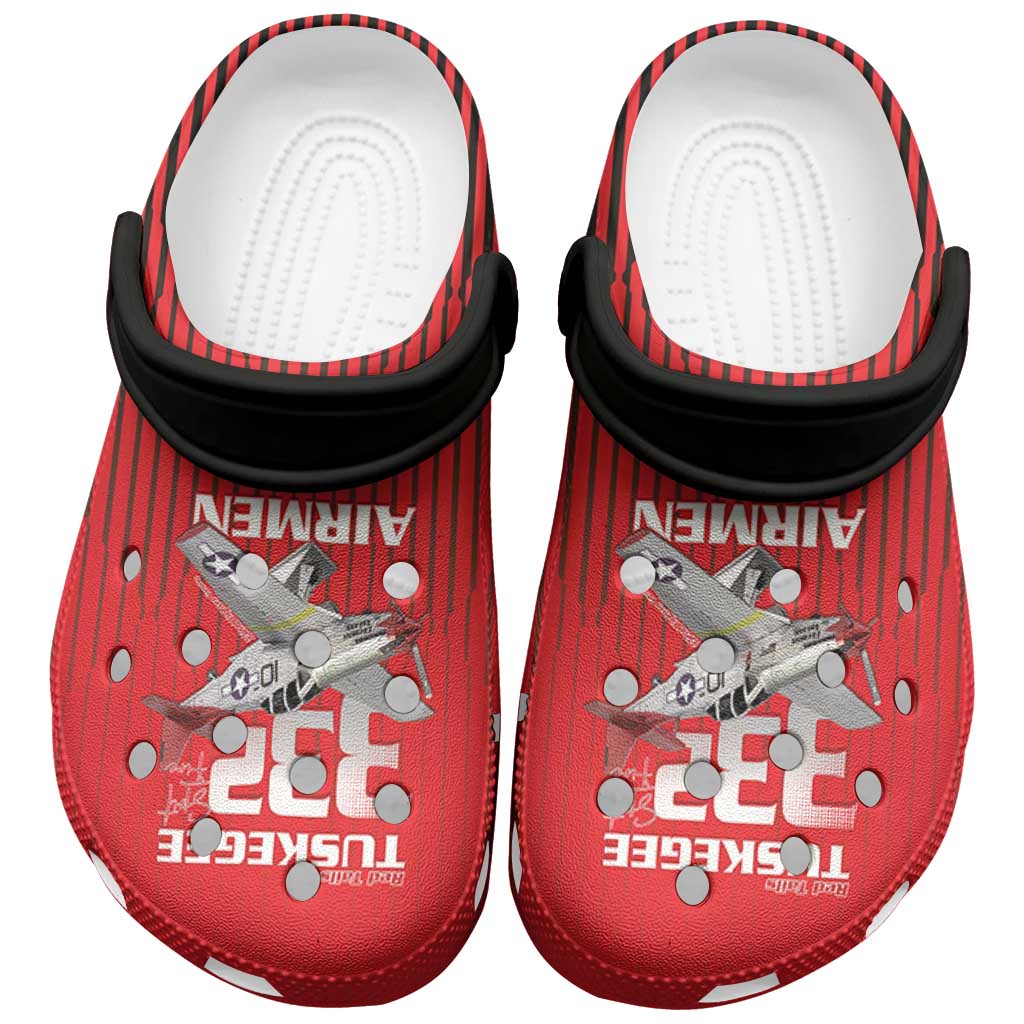 Tuskegee Red Tails Airmen Clogs Shoes 332nd Fighter Group - Black Red - African Pride