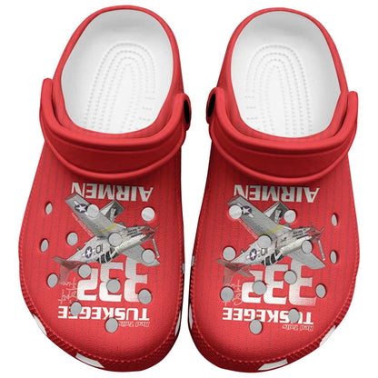 Tuskegee Red Tails Airmen Clogs Shoes 332nd Fighter Group - Red - African Pride